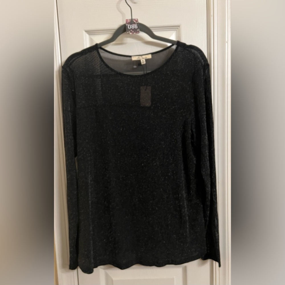Elegant Black Long Sleeve Sheer Layering Top